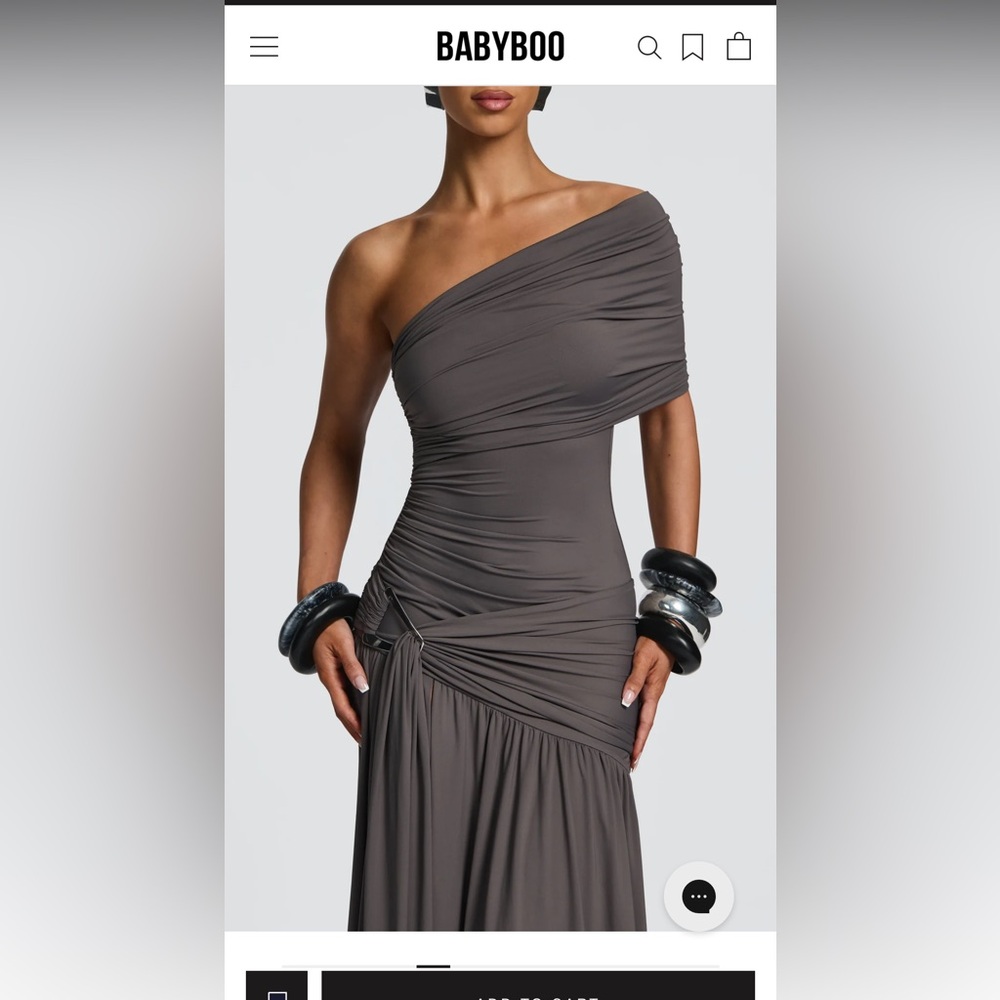 Chic One-Shoulder Dress in Charcoal by Babyboo